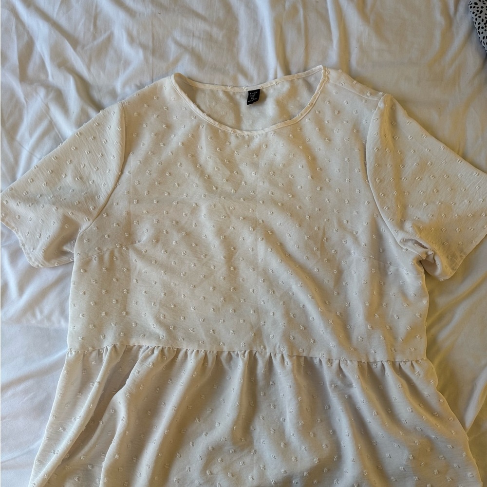 SHEIN White Peplum Boxy Blouse